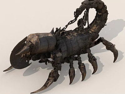 Mechanical Metal Scorpion Sculpture With Intricate Chain Details And Sharp Claws 3d model