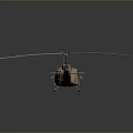 Detailed Military Tactical Helicopter With Brown Camouflage Rotors And Open Door Structure