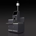 Modern Commercial Self Service Terminal With Touch Screen Scanner And Storage Cabinets