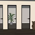 Modern Swing Doors With Black Frames And Frosted Ribbed Clear Glass Designs