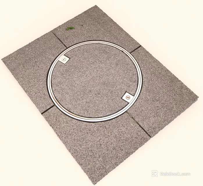 Gray Square Surface With Circular Metal Ring And Fastening Parts 3d model 