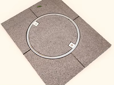 Gray Square Surface With Circular Metal Ring And Fastening Parts 3d model