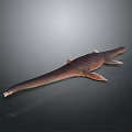 Realistic 3D Model of Aquatic Creature with Long Body and Fins on Dark Background