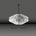 Vintage Medieval Droplight With Ornate White Shade And Intricate Decorative Design