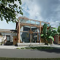 Traditional Modern Boutique Guesthouse With Glass Structure And Lush Greenery Courtyard