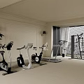 Indoor Sports Equipment Display With Treadmills Exercise Bikes And Strength Training Gear