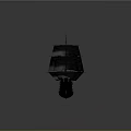 Vintage Wooden Sailing Ship With Multiple Black Sails And Classic Design