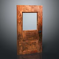 Wooden Interior Door With Glass Panel And Natural Wood Grain Design
