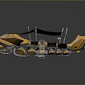 Futuristic Yellow Sci Fi Transport Vehicle With Red Canopy And Glowing Mechanical Parts