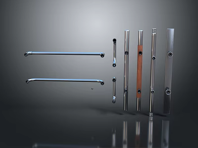 Modern Door Handles With Various Metal Designs And Sleek Finishes For Home Doors 3d model