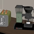 Toaster And Coffee Maker On Kitchen Counter For Breakfast Preparation 3d model