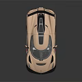 Sleek Rose Gold Sports Car With Rear Wing And Carbon Fiber Design Elements