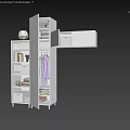 White Modern Multifunctional Storage Cabinet With Clothing Hanging Drawers And Open Shelves