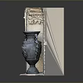 Intricate Sculptural Carving With Stone Frame And Decorative Vase Featuring Detailed Patterns