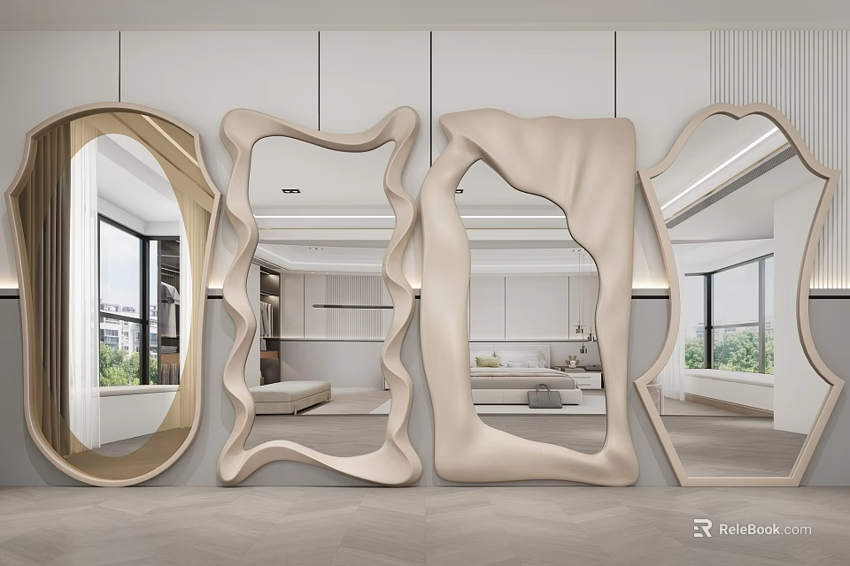 Modern Mirrors With Unique Shapes And Artistic Design For Interior Decoration 3d model 