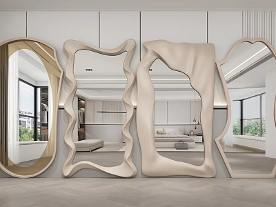 Modern Mirrors With Unique Shapes And Artistic Design For Interior Decoration 3d model