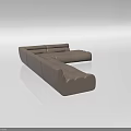 Modern L Shaped Sofa Set in Beige Fabric with Smooth Lines and Simple Design 3d model