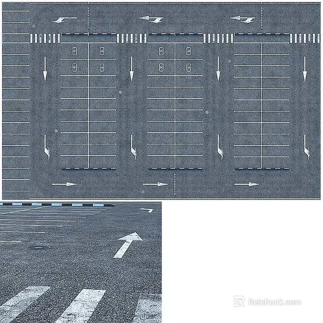 Parking Lot With Multiple Spaces Arrow Directions And Organized Ground Markings 3d model 