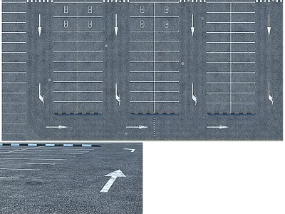 Parking Lot With Multiple Spaces Arrow Directions And Organized Ground Markings 3d model