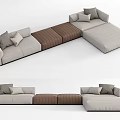 Modern Modular Sectional Sofa With Light Gray Brown Fabric And Comfortable Cushions 3d model