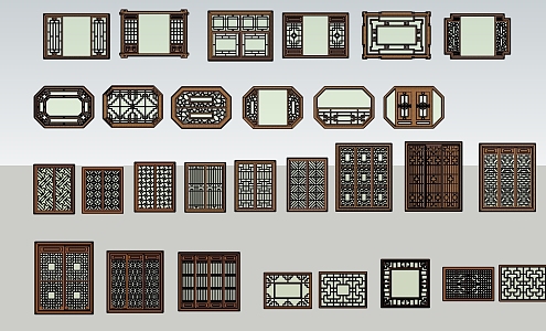 Chinese doors and windows 3d model