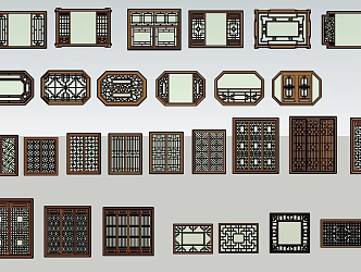 Chinese doors and windows 3d model