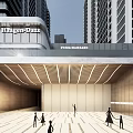 Modern Entrance Gate Design For Urban Plaza With Elegant Facade And High Rise Buildings