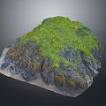 Natural Rocky Terrain Covered With Green Grass And Soil Rock Formation