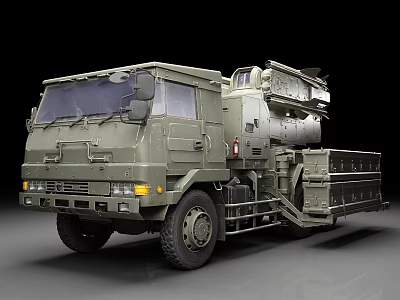 Military Weapon Launcher System Mounted On Army Truck For Defense Operations And Combat Missions 3d model