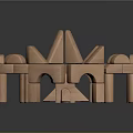 Wooden Doll Blocks Arranged in Circular Castle Shape with Playful Design