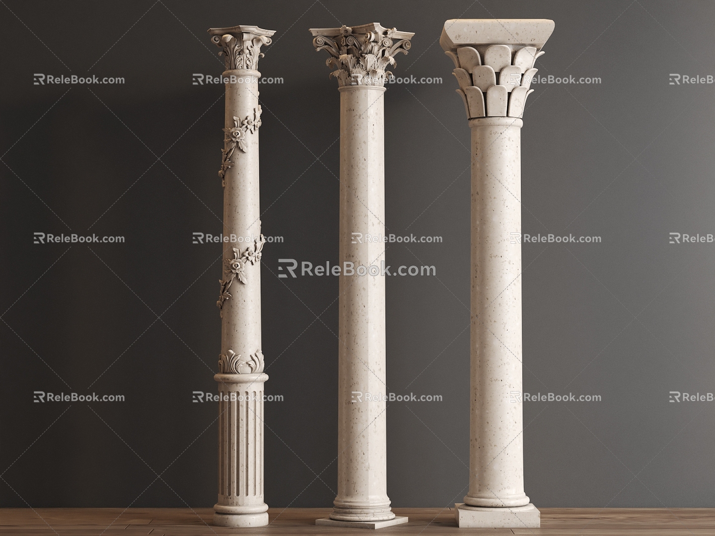 European-style carved column Roman column column 3d model