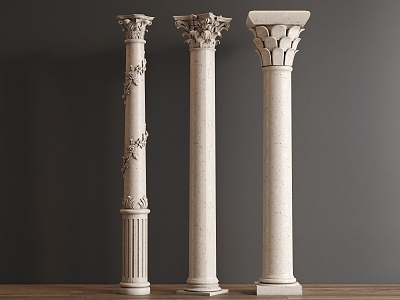 European-style carved column Roman column 3d model