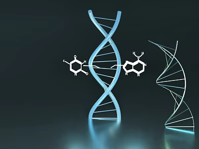 Advanced Medical Device for Genetic Testing with DNA Double Helix and Molecular Structure 3d model