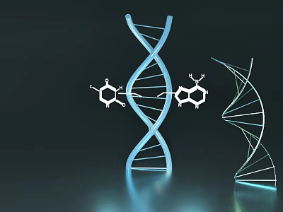 Advanced Medical Device for Genetic Testing with DNA Double Helix and Molecular Structure 3d model