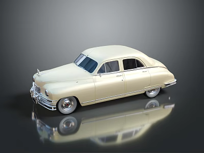 Ivory Vintage Car With Classic Design Sleek Body Lines Chrome Accents And White Wheels 3d model