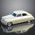Ivory Vintage Car With Classic Design Sleek Body Lines Chrome Accents And White Wheels