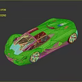 Green Sports Car With Modern Aerodynamic Design And Orange Alloy Wheels