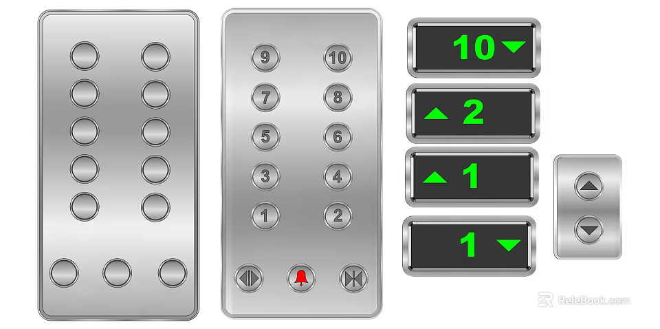 Switch Panel with Digital Buttons Arrow Symbols and Green Number 3d model 
