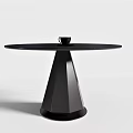 Black Round Dining Table With Conical Base Topped With Black Cup 3d model