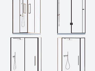 Shower Sauna Interior Design With Various Door Styles And Showerhead Features 3d model
