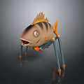 Unique Cartoon Fish Shaped Household Decor Item With Spider Legs And Stripe Pattern