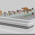 Sand Table Model of Port Scene with Containers Cranes Ship and Dock