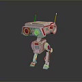 Game And Movie Robot Character With Red White Mechanical Body Circular Eyes And Antennas