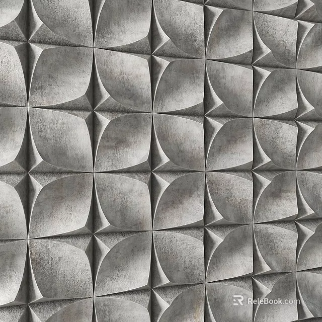 Modern 3D Geometric Wall Decor With Intricate Textured Concrete Tile Pattern 3d model 