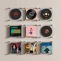 Decorative Vinyl Record Shape Wall Hanging with Multiple Album Cover Designs