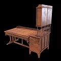 Spacious Vintage Wooden Desk With Upper Bookshelf Drawers And Classic Design
