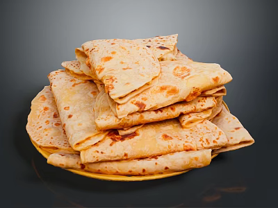 Delicious Stacked Tortillas On Yellow Plate With Dark Background For Household Use 3d model