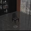 Modern Grey Leather Dining Chair With Black Legs And Gold Accents