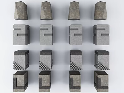 Various Concrete Road Infrastructure Elements For Traffic Safety And Boundary Marking 3d model