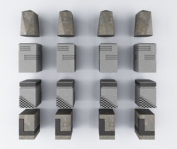 Modern car block stone car block combination 3d model